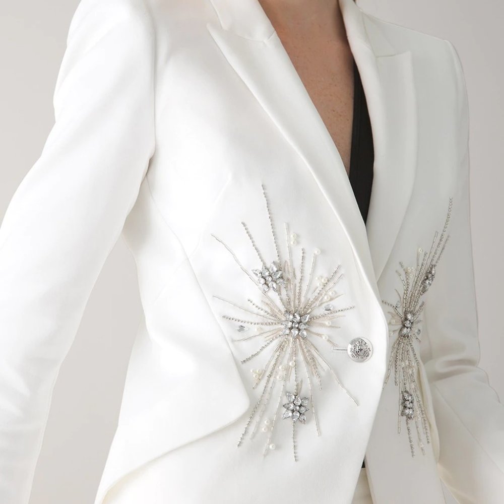 new white house black market embellished diamond blazer 8